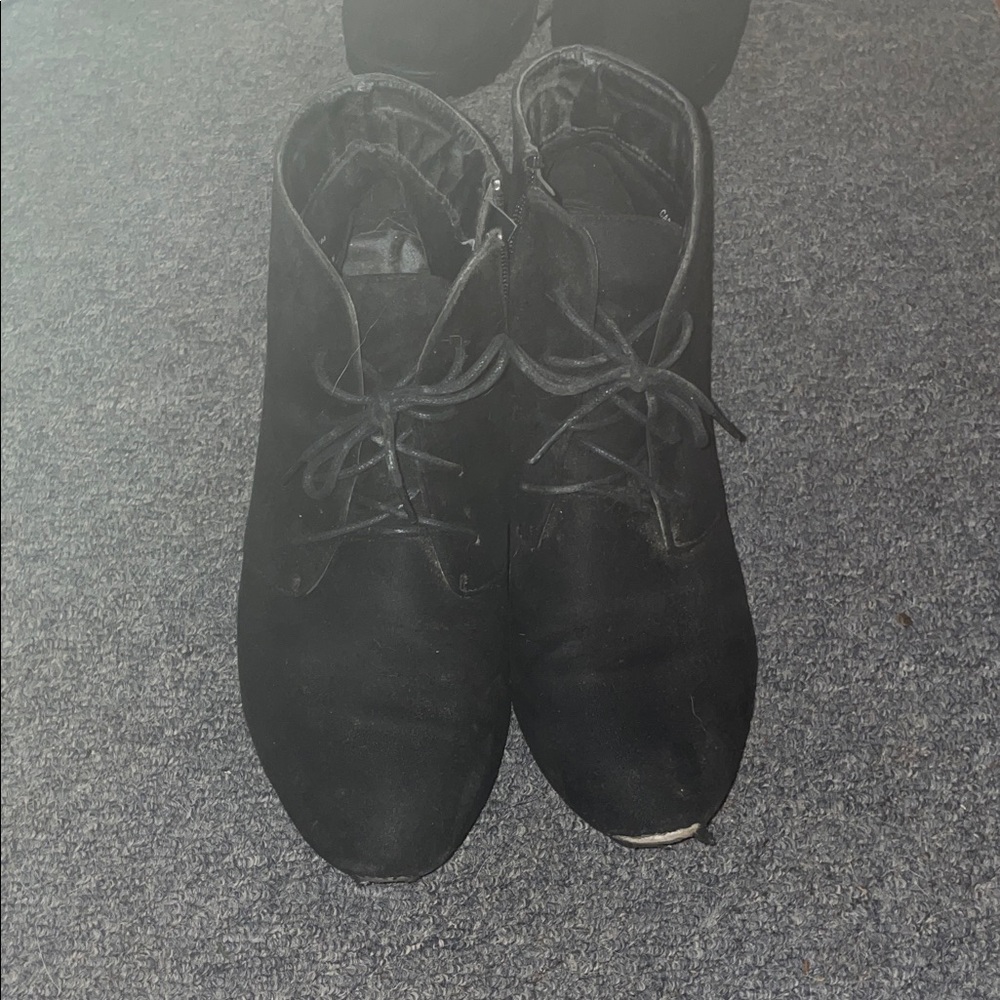 Black Lace-Up Ankle Boots
